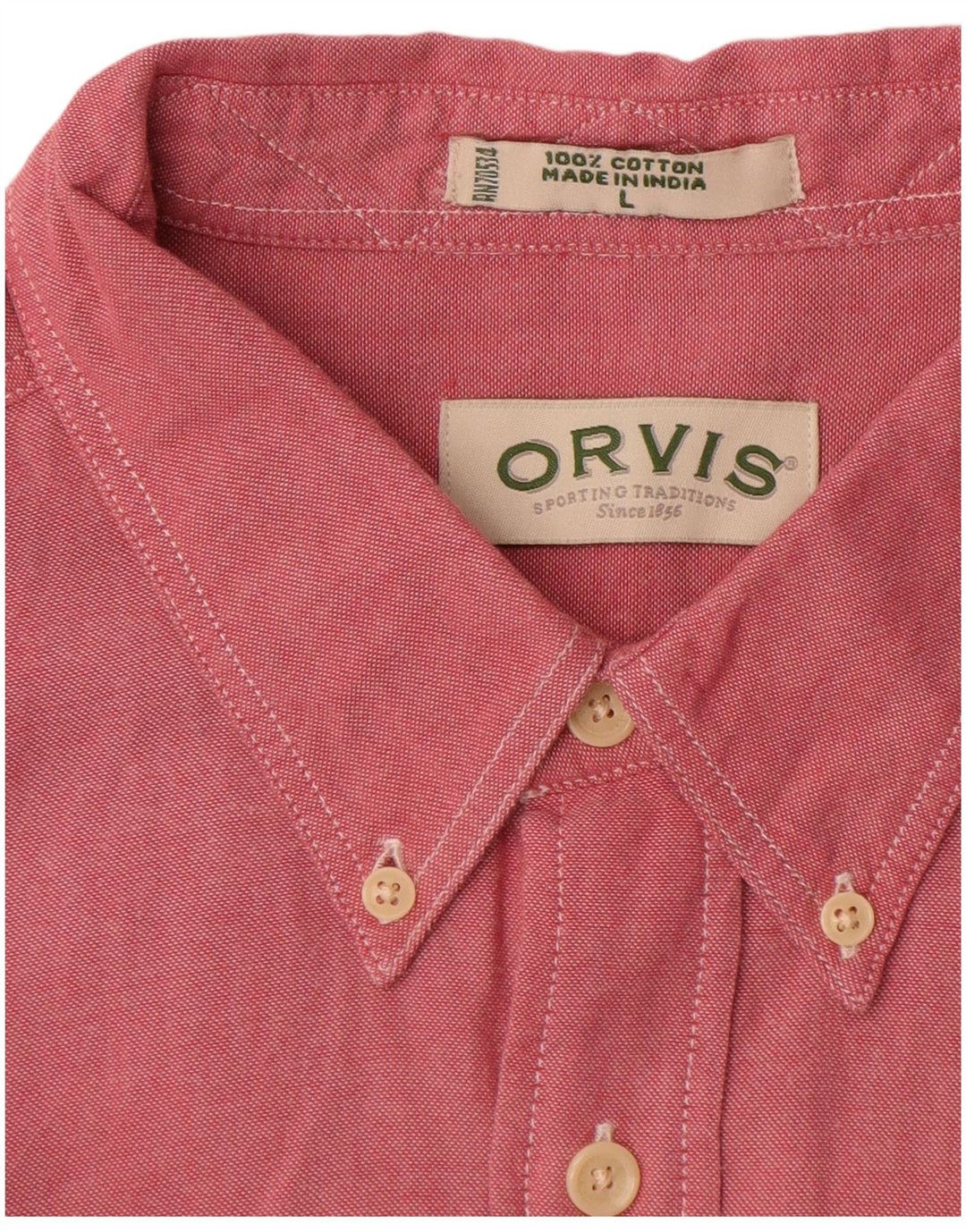 ORVIS Mens Loose Fit Camisa Grande Algodão Vermelho