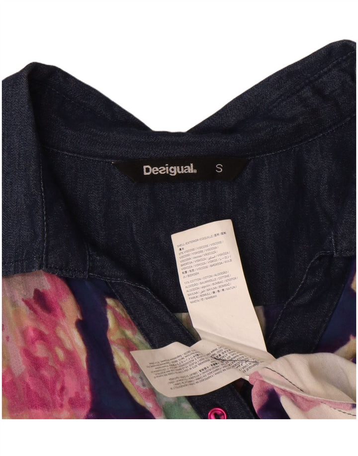 Blusa feminina pulôver Desigual Reino Unido 10 pequena floral multicolorida