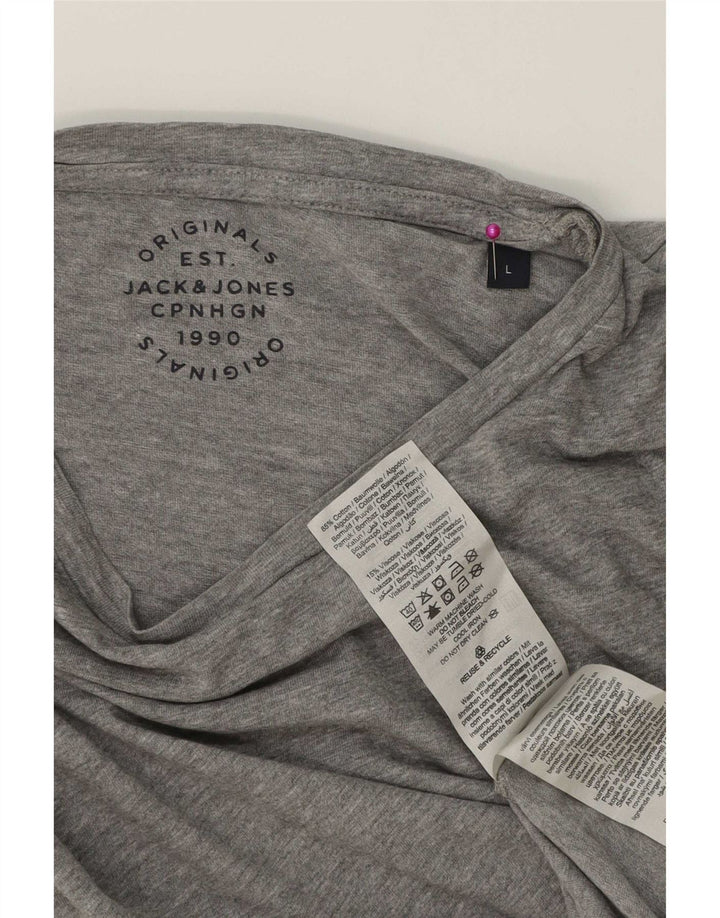 Camiseta masculina Jack & Jones grande algodão manchado cinza