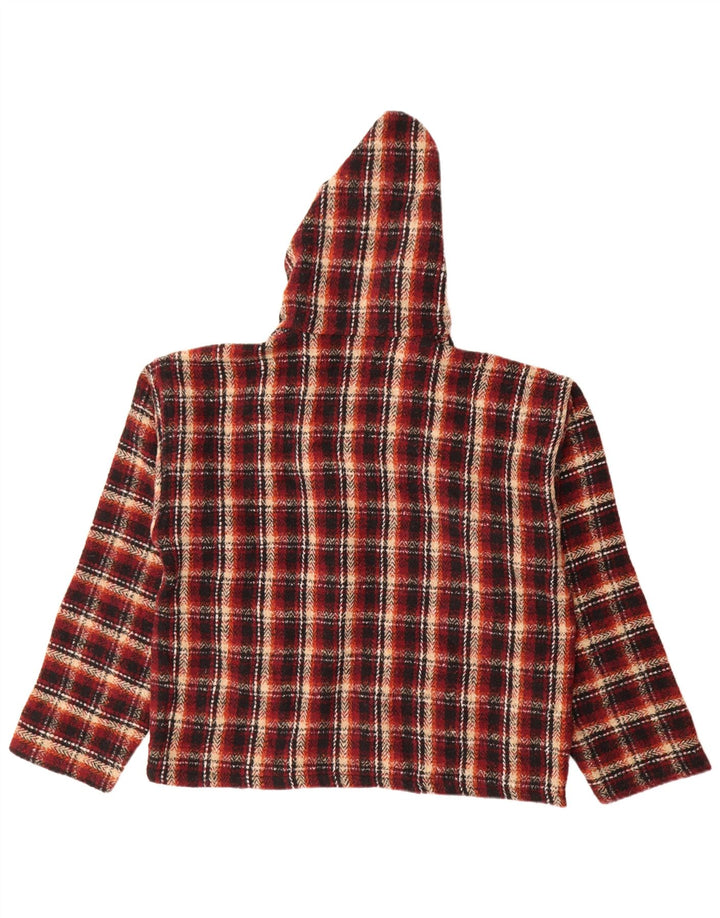 Jumper com capuz masculino Earth Ragz médio vermelho xadrez poliéster hippie