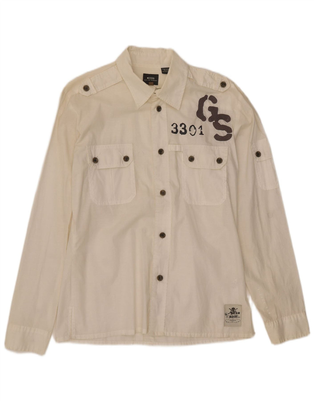 Camisa gráfica masculina G-Star grande algodão branco