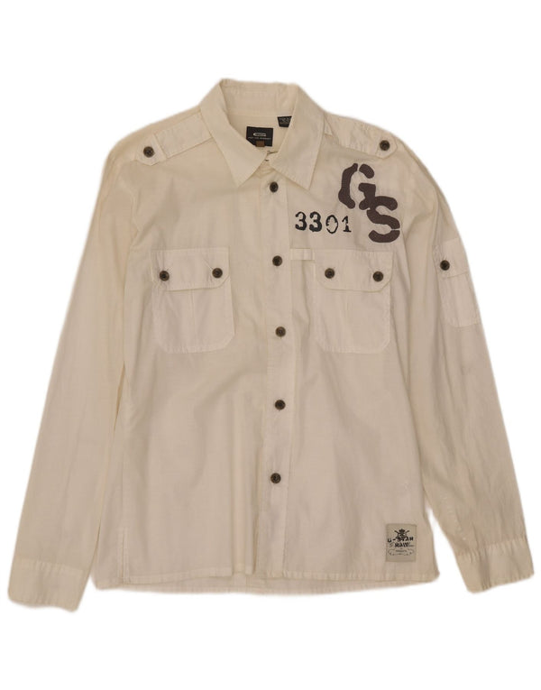Camisa gráfica masculina G-Star grande algodão branco