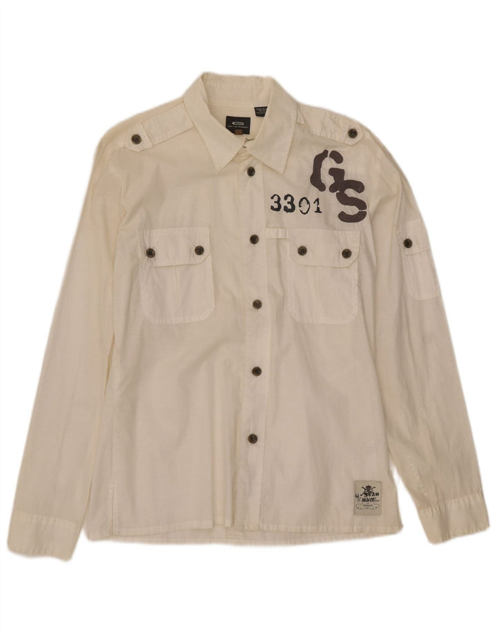 Camisa gráfica masculina G-Star grande algodão branco