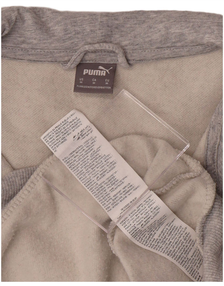 Suéter PUMA feminino com capuz e zíper Reino Unido 14 algodão cinza médio