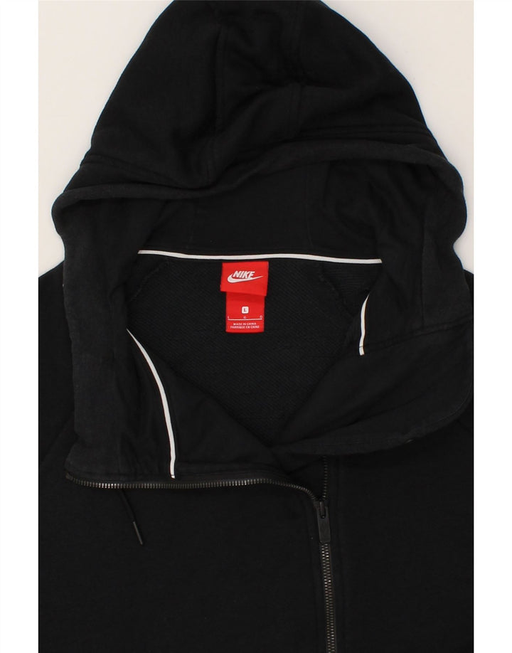 NIKE Womens Loose Fit Zip Hoodie Sweater UK 16 Large Black Cotton Vintage Nike and Second-Hand Nike from Messina Hembry 