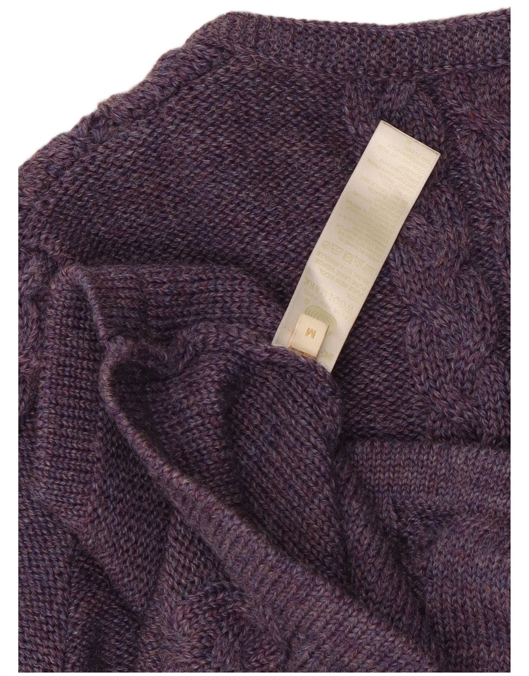 Suéter cardigã feminino vintage Reino Unido 12 lã roxa média