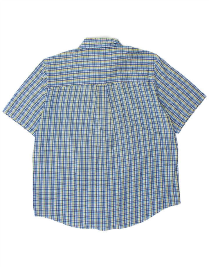 Camisa masculina de manga curta Chaps grande algodão xadrez azul