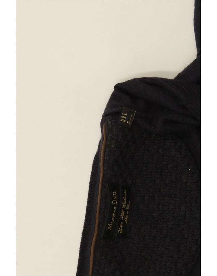 MASSIMO DUTTI Mens V-Neck Jumper Sweater Large Navy Blue Cotton Vintage Massimo Dutti and Second-Hand Massimo Dutti from Messina Hembry 