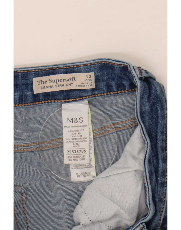 Calça jeans feminina Marks & Spencer Sienna Straight UK 12 médio W30 L31 azul