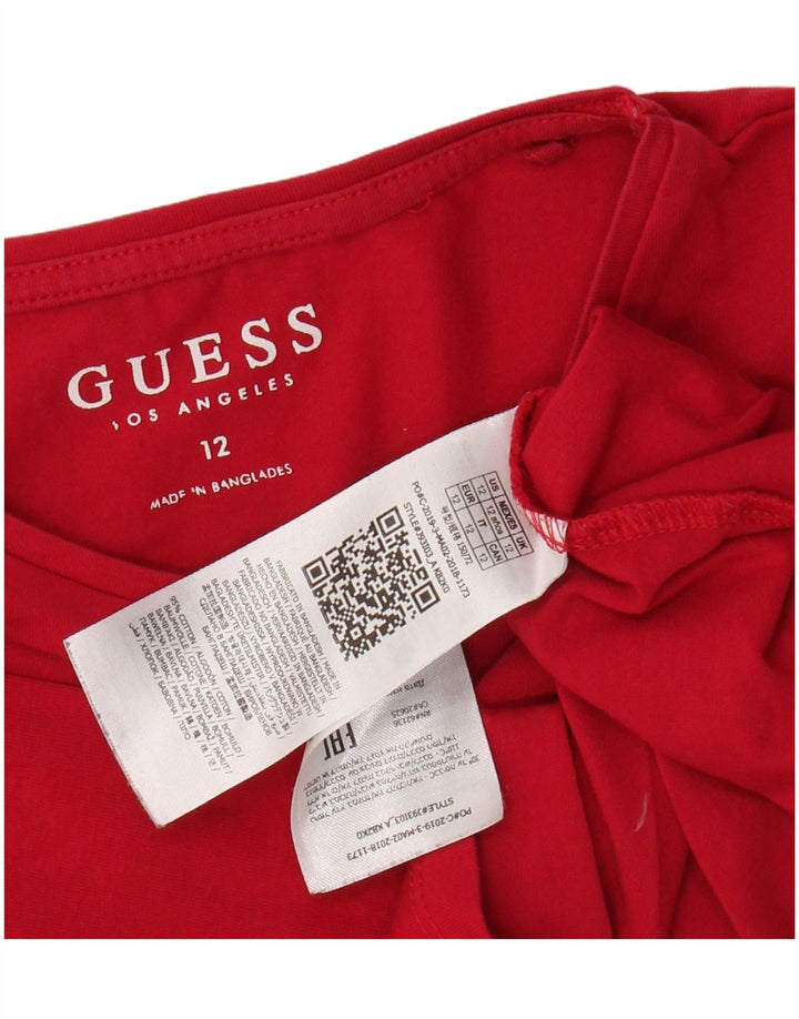 Top gráfico feminino GUESS manga comprida 11-12 anos algodão vermelho