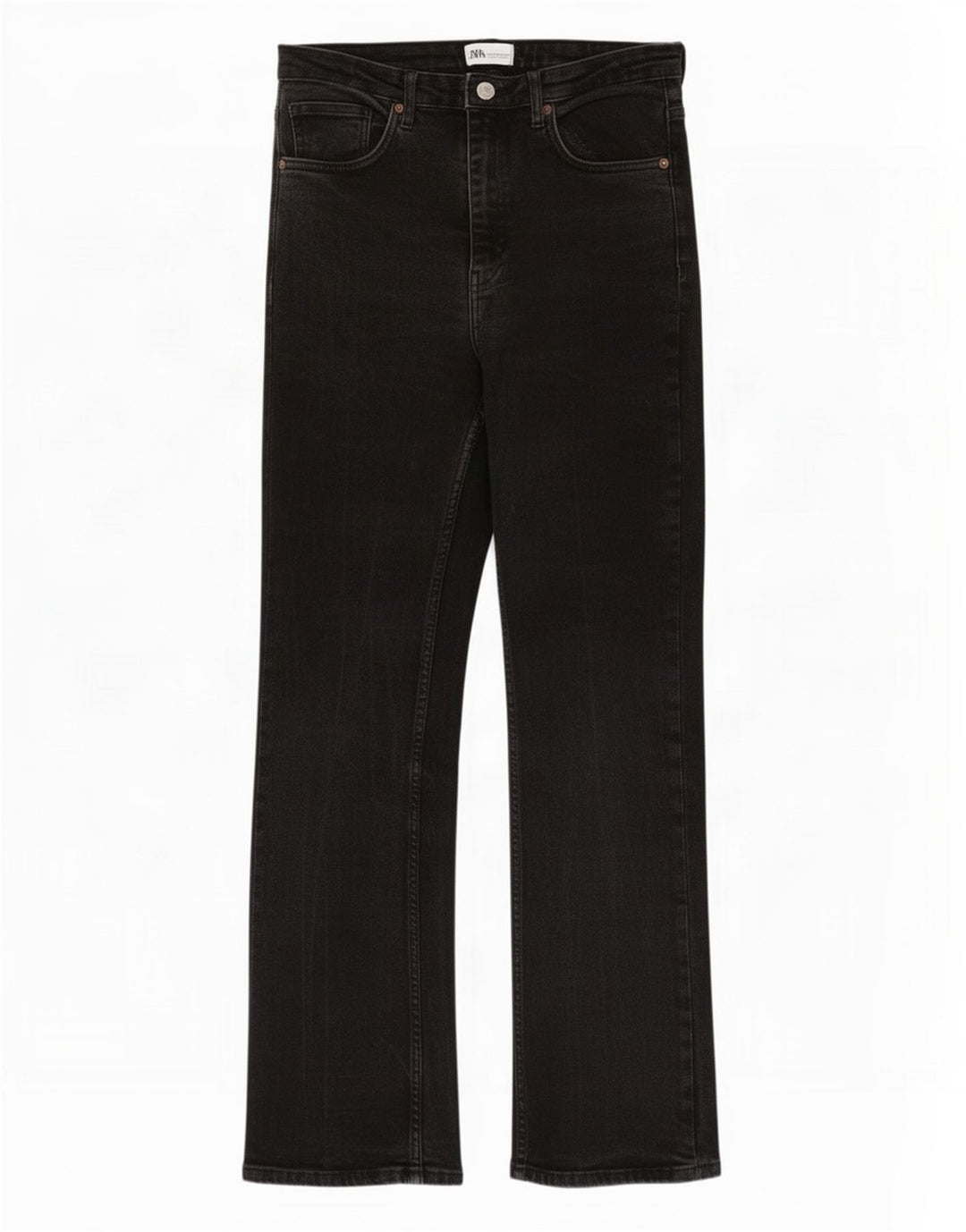 Zara Jeans feminino largo EU 42 grande W32 L30 algodão preto