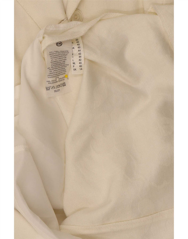 Vestido camisa feminino sem mangas C&A UK 14 médio branco poliéster