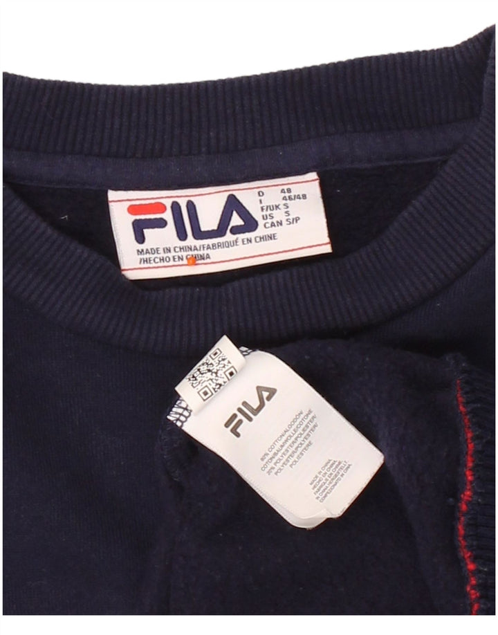 FILA Suéter gráfico masculino pequeno algodão azul marinho