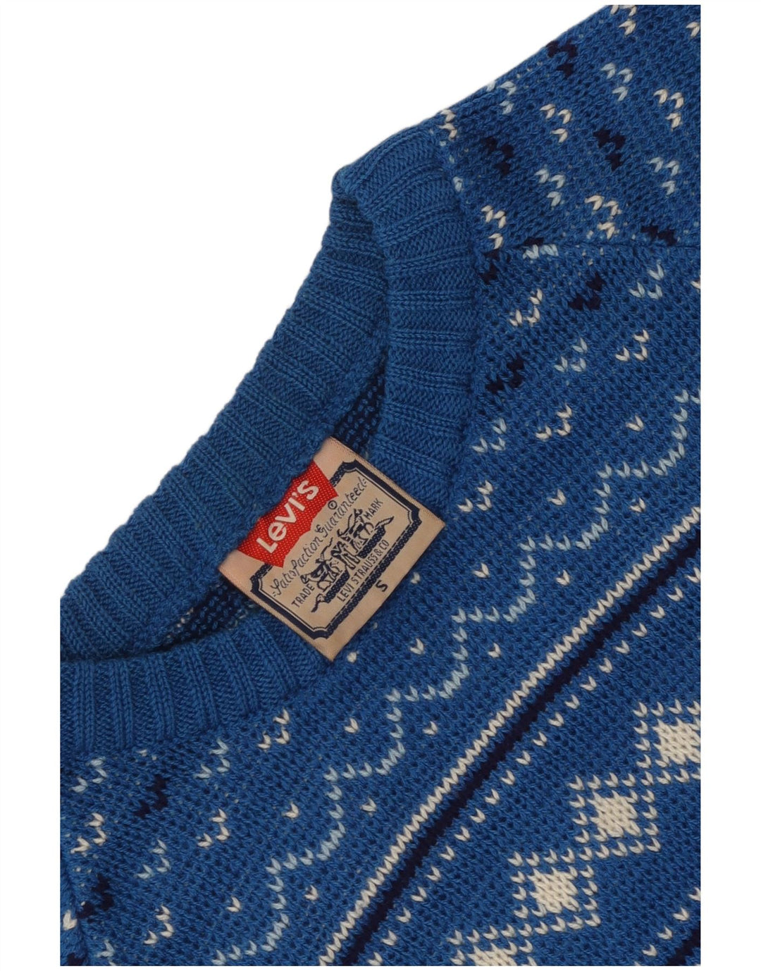 Suéter masculino Levi's com gola redonda e acrílico geométrico azul pequeno