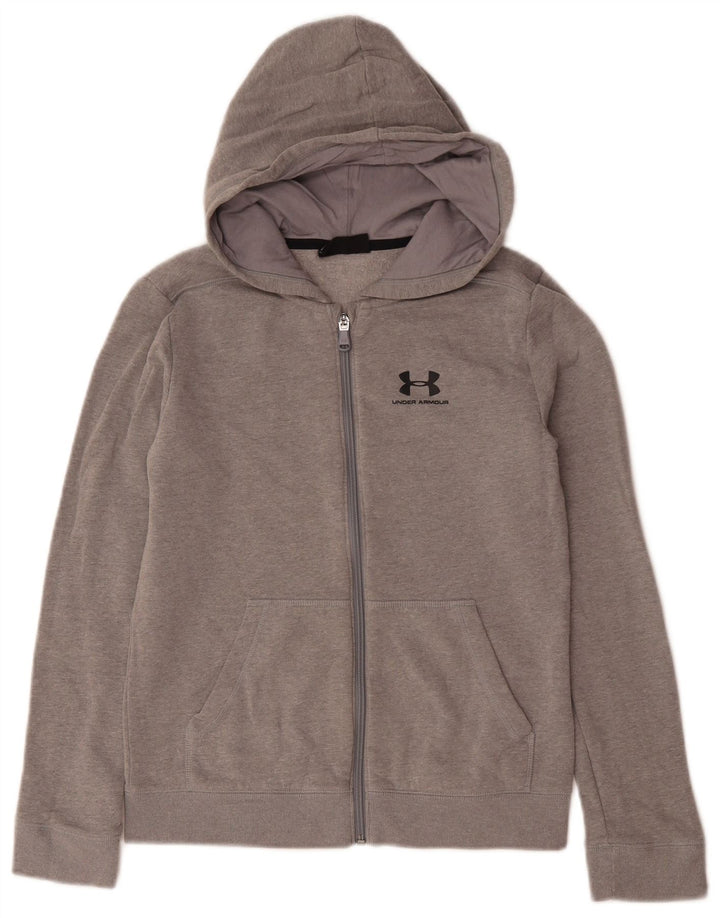 Suéter com capuz Under ARMOUR Boys Cold Gear Zip 13-14 anos XL algodão cinza