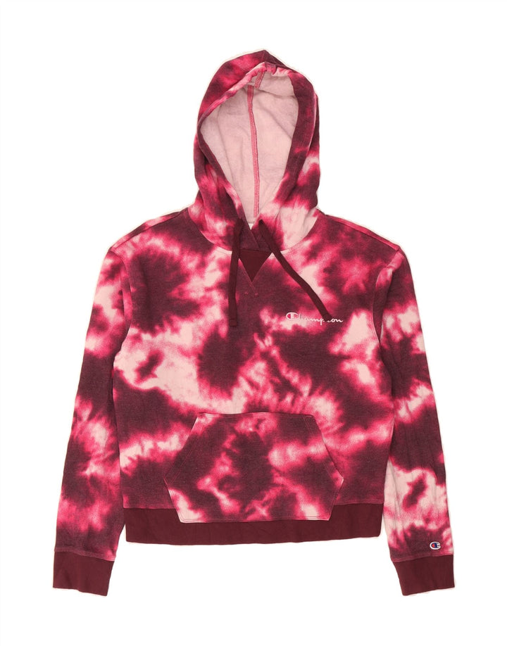 CHAMPION Womens Hoodie Jumper UK 14 Medium Pink Tie Dye Cotton Vintage Champion and Second-Hand Champion from Messina Hembry 