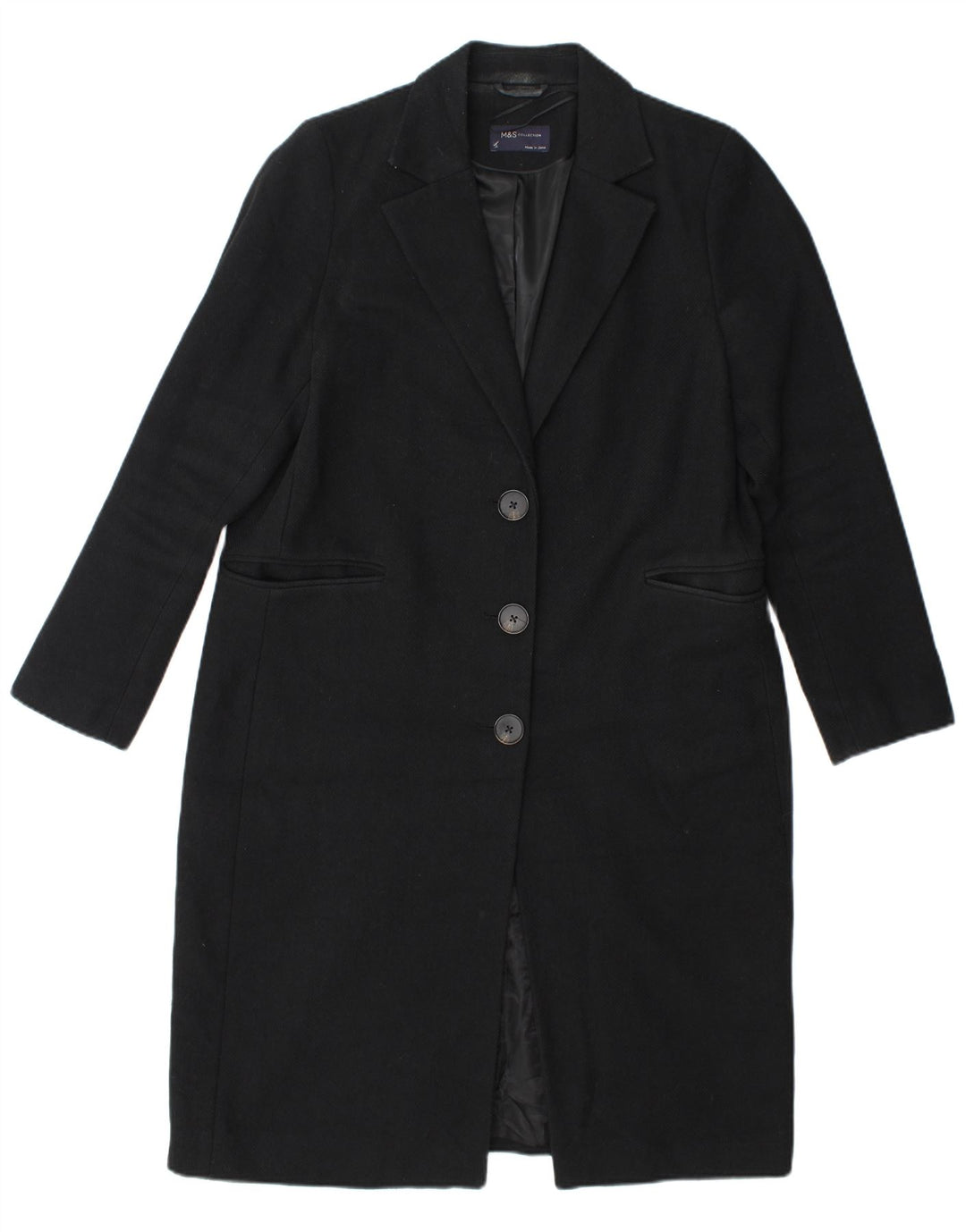 Sobretudo feminino Marks & Spencer UK 14 grande poliéster preto
