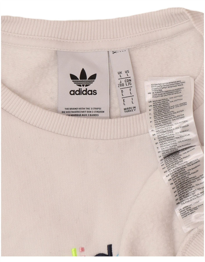 ADIDAS Mens Graphic Sweatshirt Jumper Grande Algodão Branco