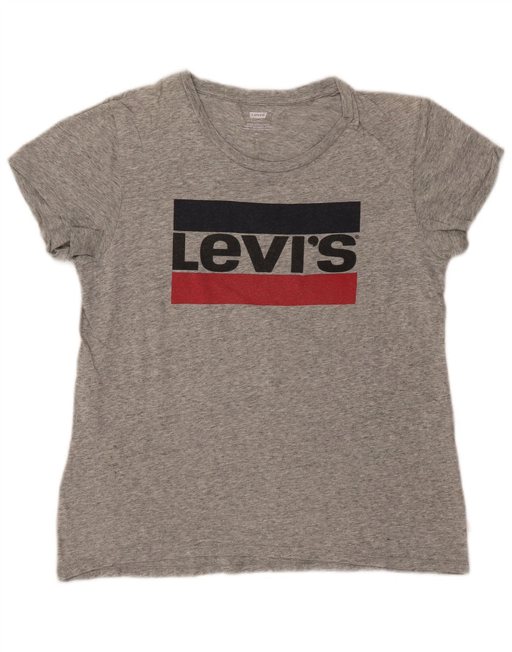 Camiseta feminina gráfica LEVI'S UK 12 cinza médio manchado