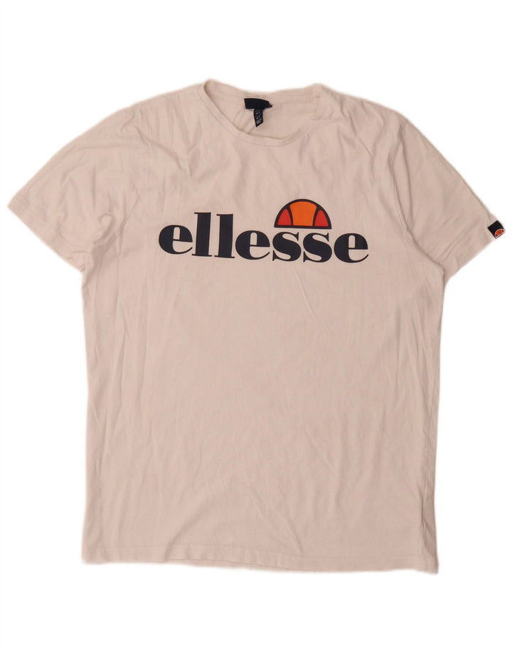 Camiseta masculina Ellesse com estampa gráfica grande de algodão branco