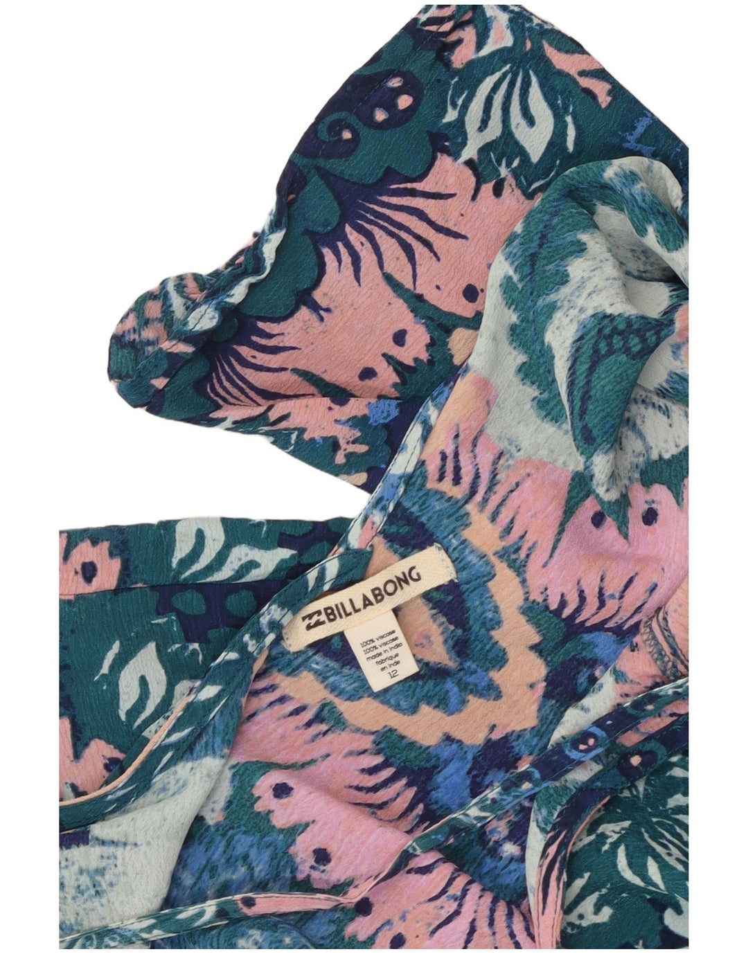 Vestido túnica feminino de manga comprida BILLABONG Reino Unido 12 médio floral multicolorido