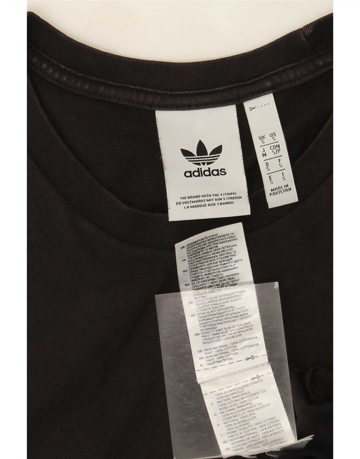 Adidas Mens Camiseta Top Pequeno Algodão Preto
