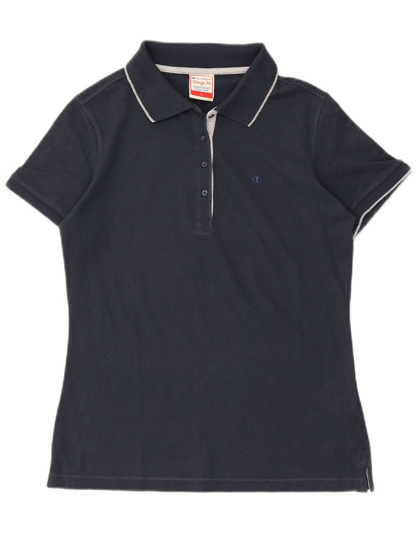 Camisa polo feminina Champion Heritage Fit Reino Unido 14 grande algodão azul marinho