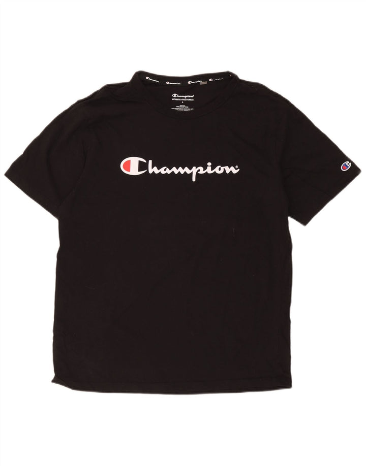 Camiseta masculina estampada Champion grande algodão preto