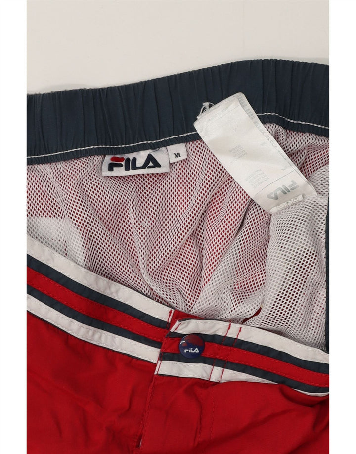 Shorts de natação femininos FILA UK 18 XL poliéster vermelho