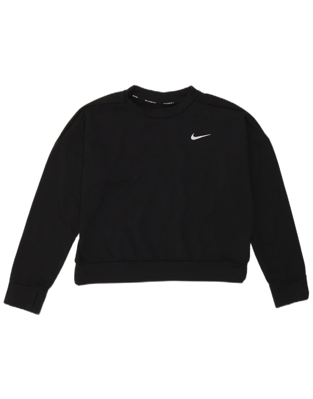 Nike Womens Crop Sweatshirt Jumper UK 12 Médio Preto Poliéster Esportes
