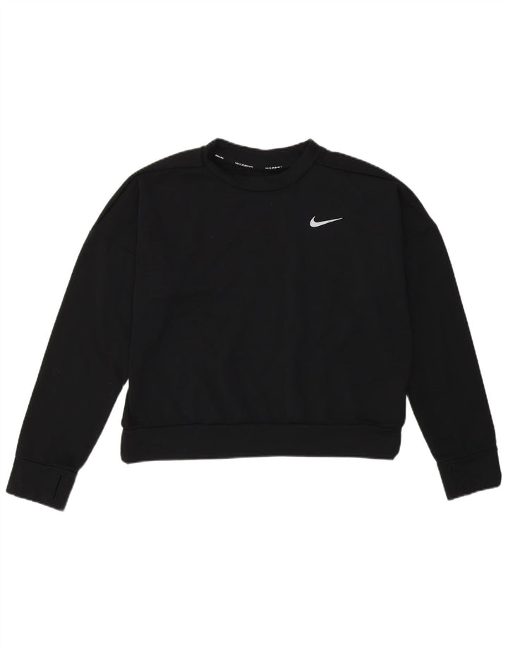 Nike Womens Crop Sweatshirt Jumper UK 12 Médio Preto Poliéster Esportes