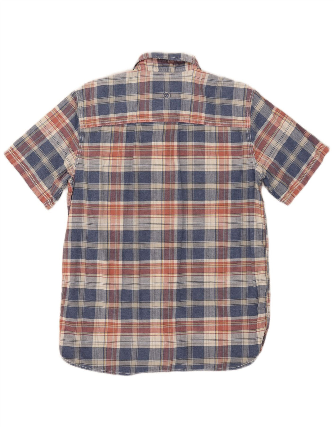 Camisa de manga curta masculina Fat Face algodão azul pequeno xadrez