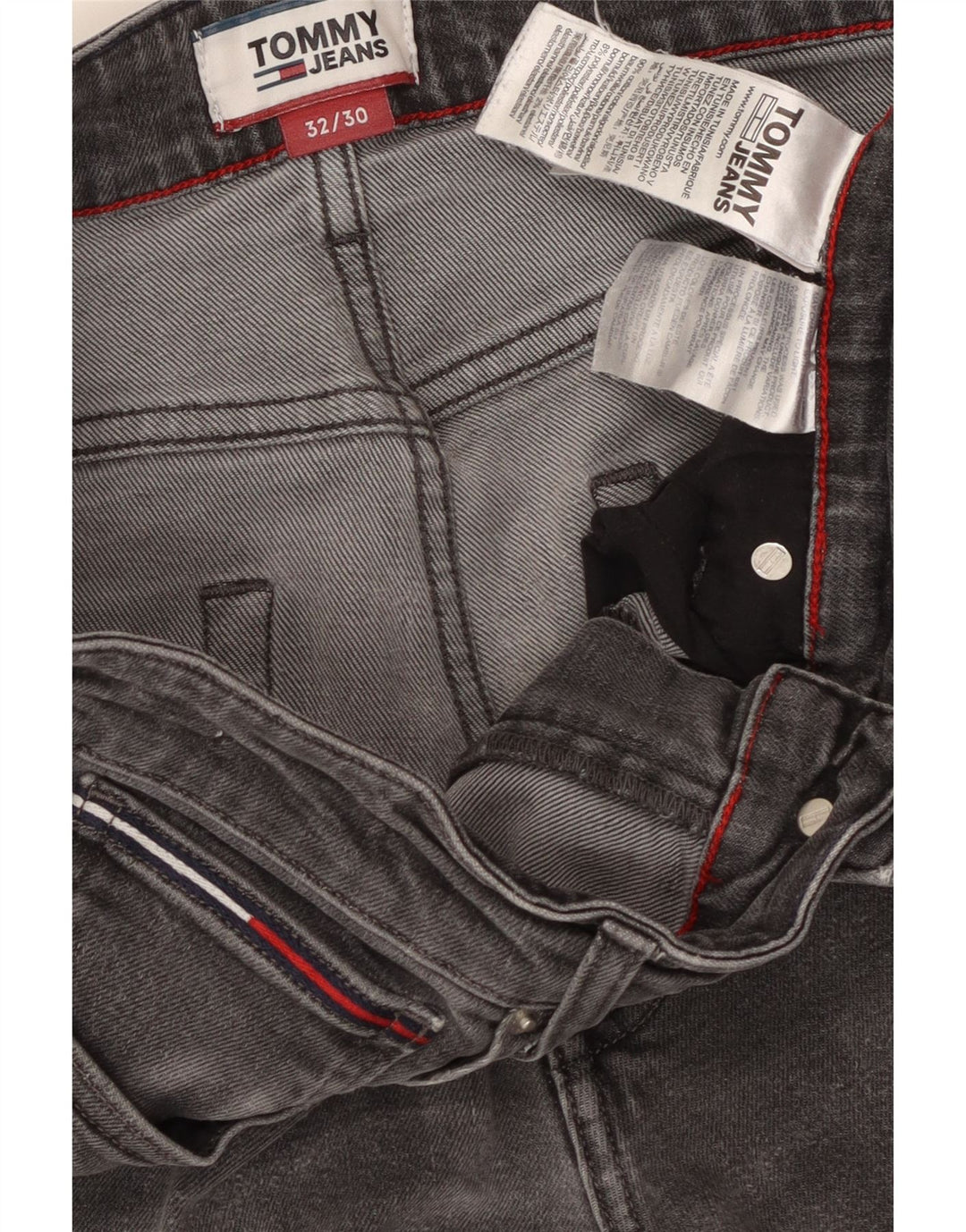 TOMMY HILFIGER Masculino Scanton Slim Jeans W32 L30 Algodão Cinza