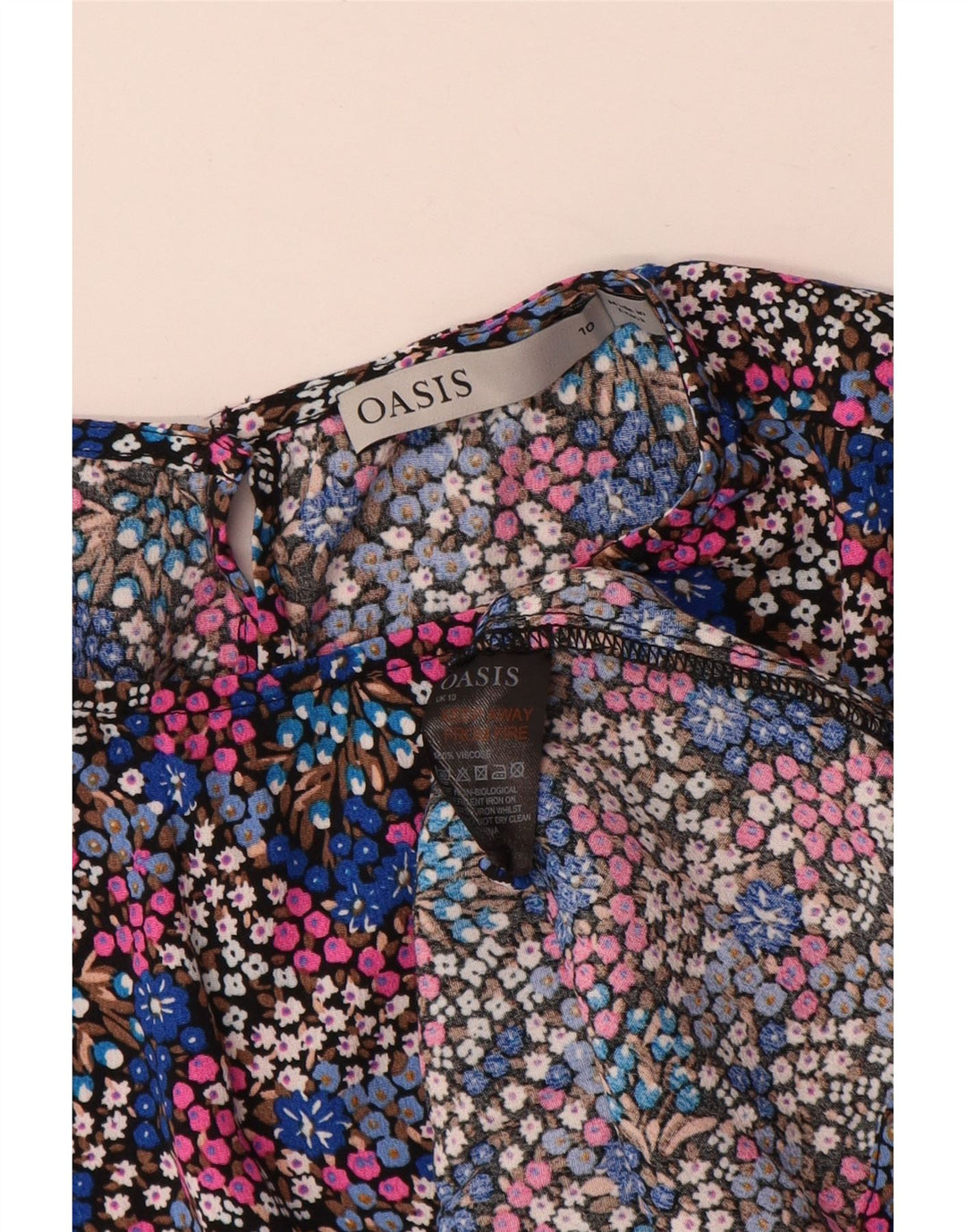 Blusa feminina Oasis UK 10 pequena viscose floral multicolorida