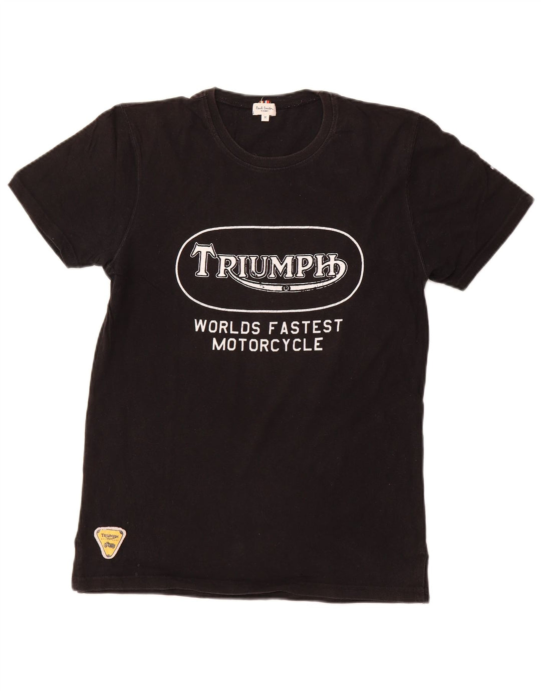 PAUL SMITH Camiseta feminina Triumph Graphic Top Reino Unido 12 algodão preto médio