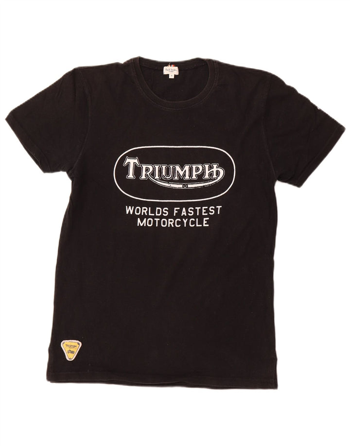 PAUL SMITH Camiseta feminina Triumph Graphic Top Reino Unido 12 algodão preto médio