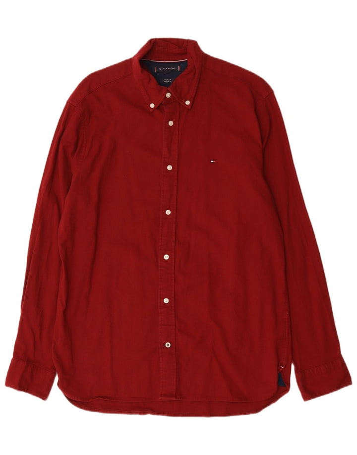 Camisa masculina Tommy Hilfiger Regular Fit grande algodão Borgonha