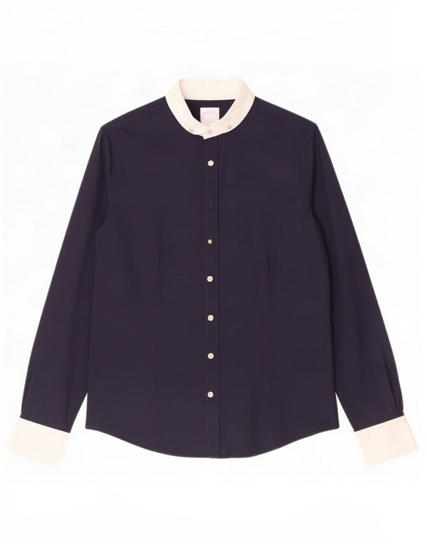 Brooks Brothers Womens Tailored Fit Shirt US 2 XS Navy Blue Colourblock
