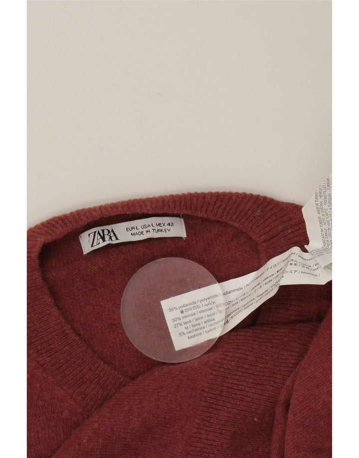 Zara Suéter masculino com gola redonda grande poliamida cor de vinho
