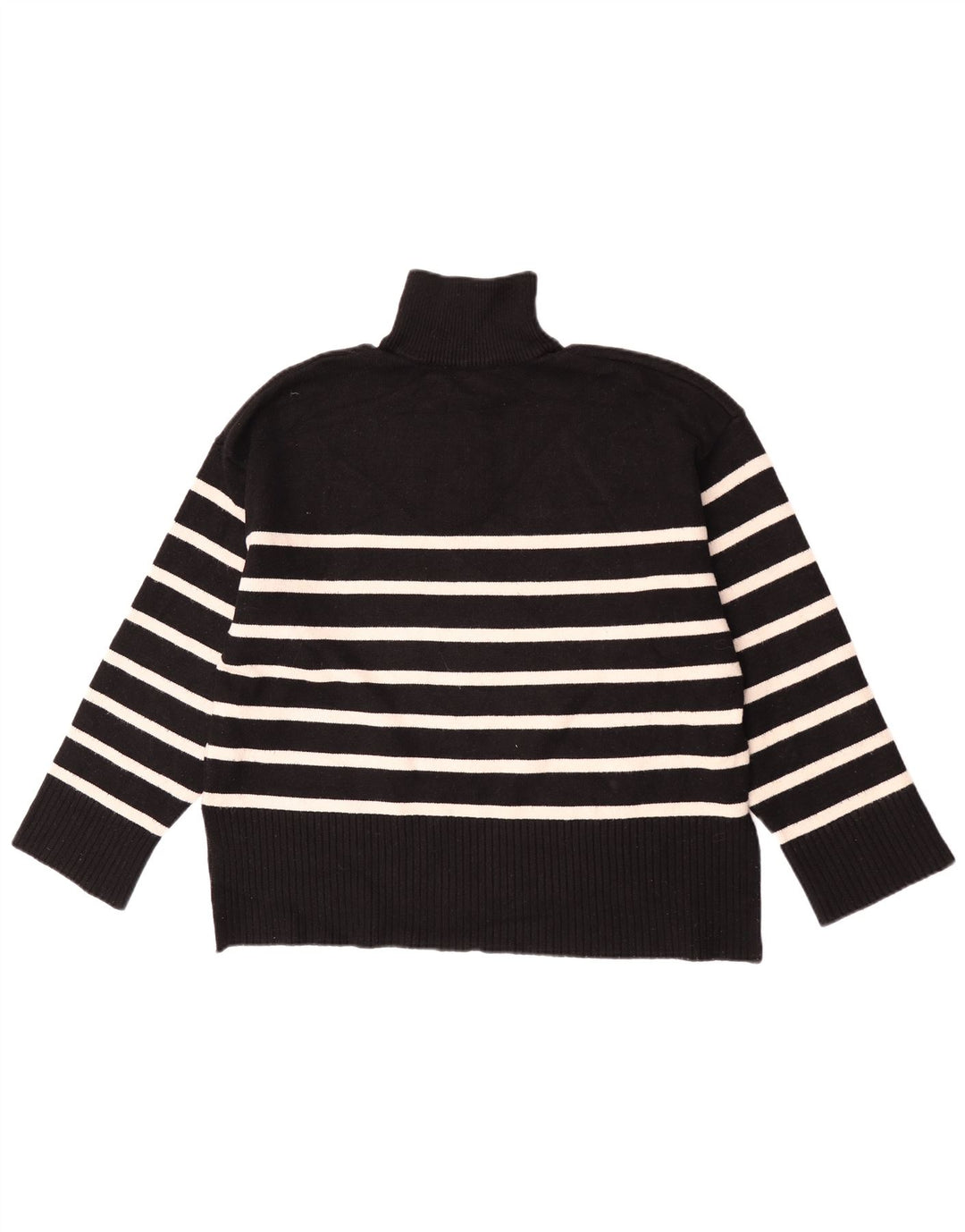 Suéter feminino Zara com zíper e gola grande, Reino Unido 10 pequeno listrado preto