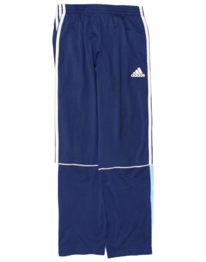 Calças de treino masculinas Adidas UK 38/40 poliéster azul médio