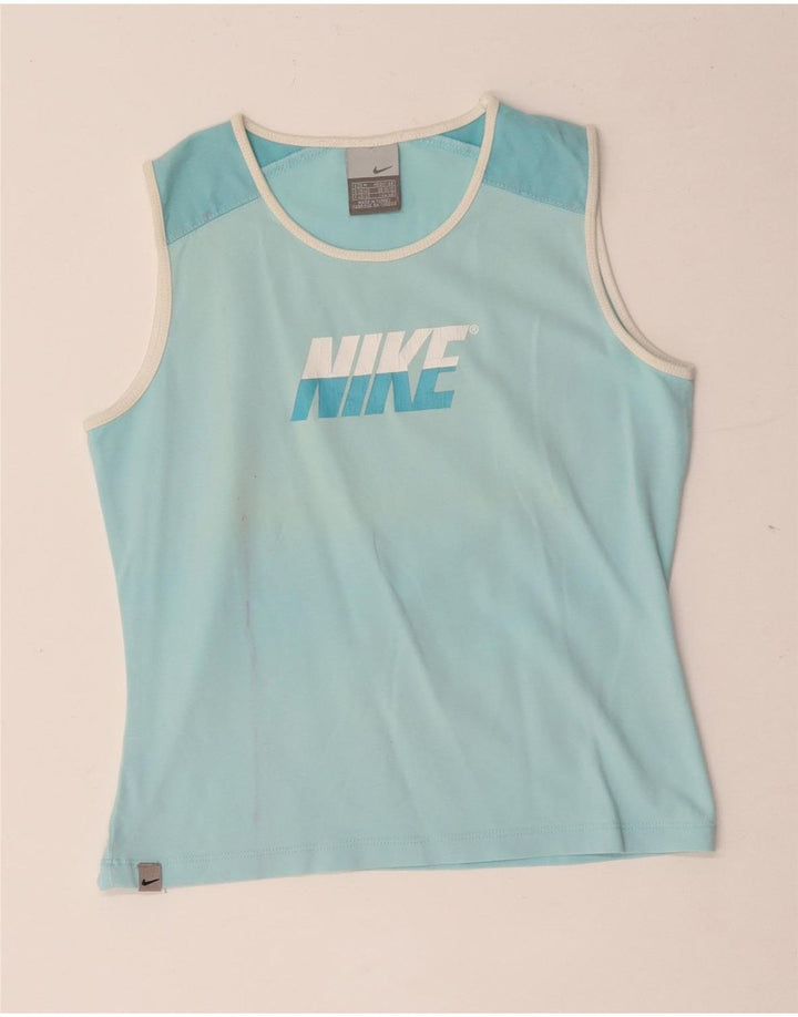 Nike Womens Crop Graphic Vest Top UK 10/12 Médio Turquesa