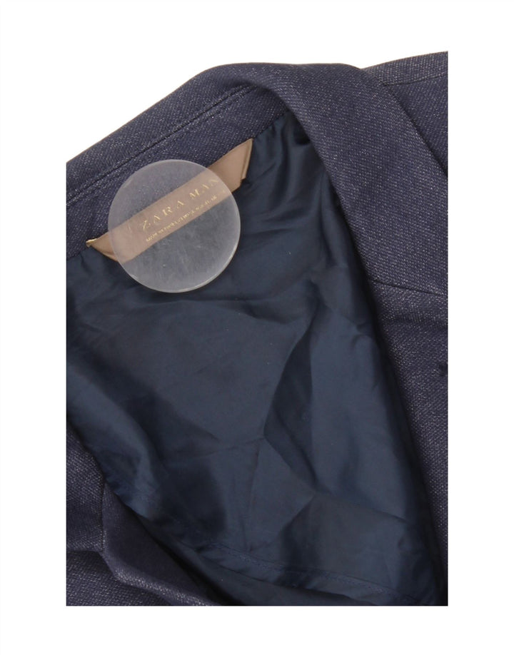 Jaqueta blazer masculina Zara com 2 botões EU 56 XL azul marinho