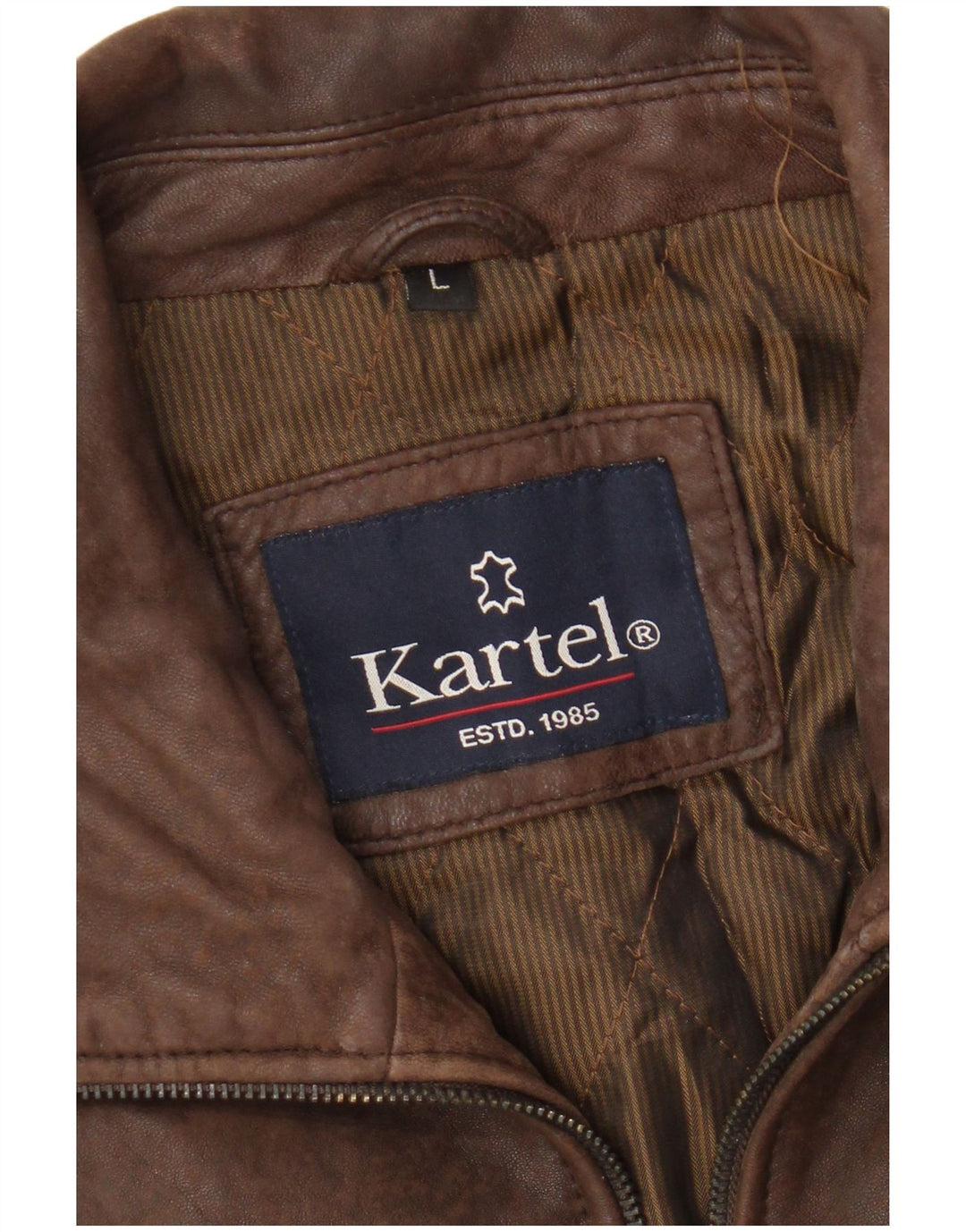 Jaqueta de couro masculina Kartel UK 40 grande couro marrom