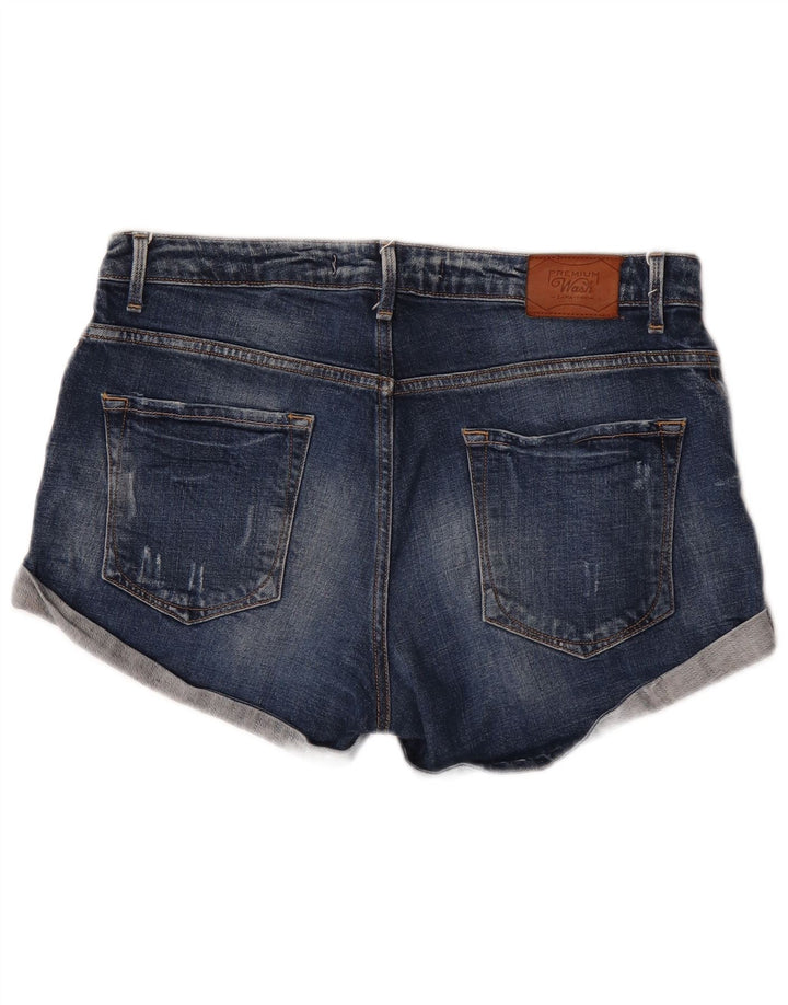 Shorts jeans feminino Zara EU 40 médio W30 algodão azul marinho