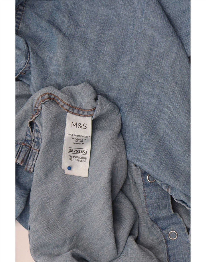 Camisa jeans feminina Marks & Spencer UK 18 XL azul Lyocell