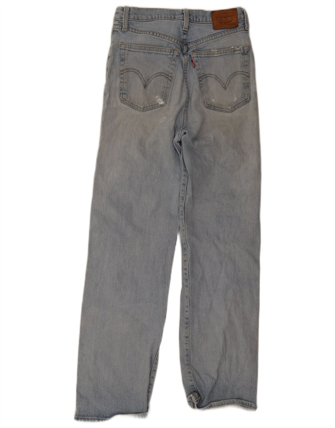 Jeans feminino Levi's Ribcage Distressed Straight W27 L29 Azul Algodão