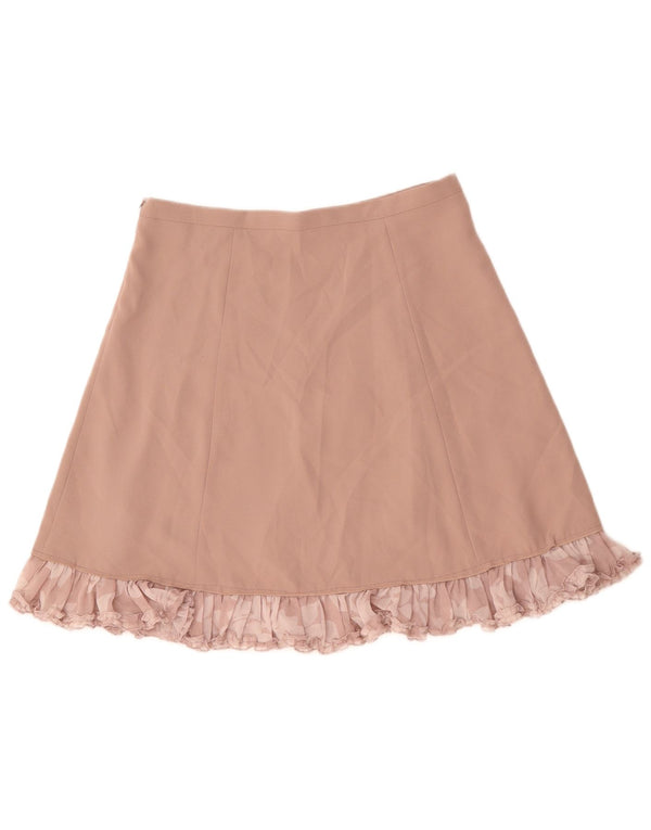 Saia feminina BENETTON UK 14 grande W34 rosa floral poliéster