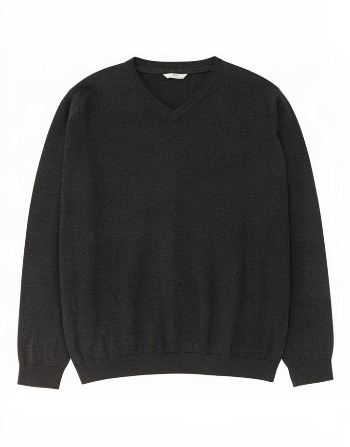 Suéter masculino Marks & Spencer com decote em V 15-16 anos algodão cinza