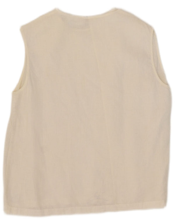 Blusa feminina sem mangas Max Mara UK 14 médio branco